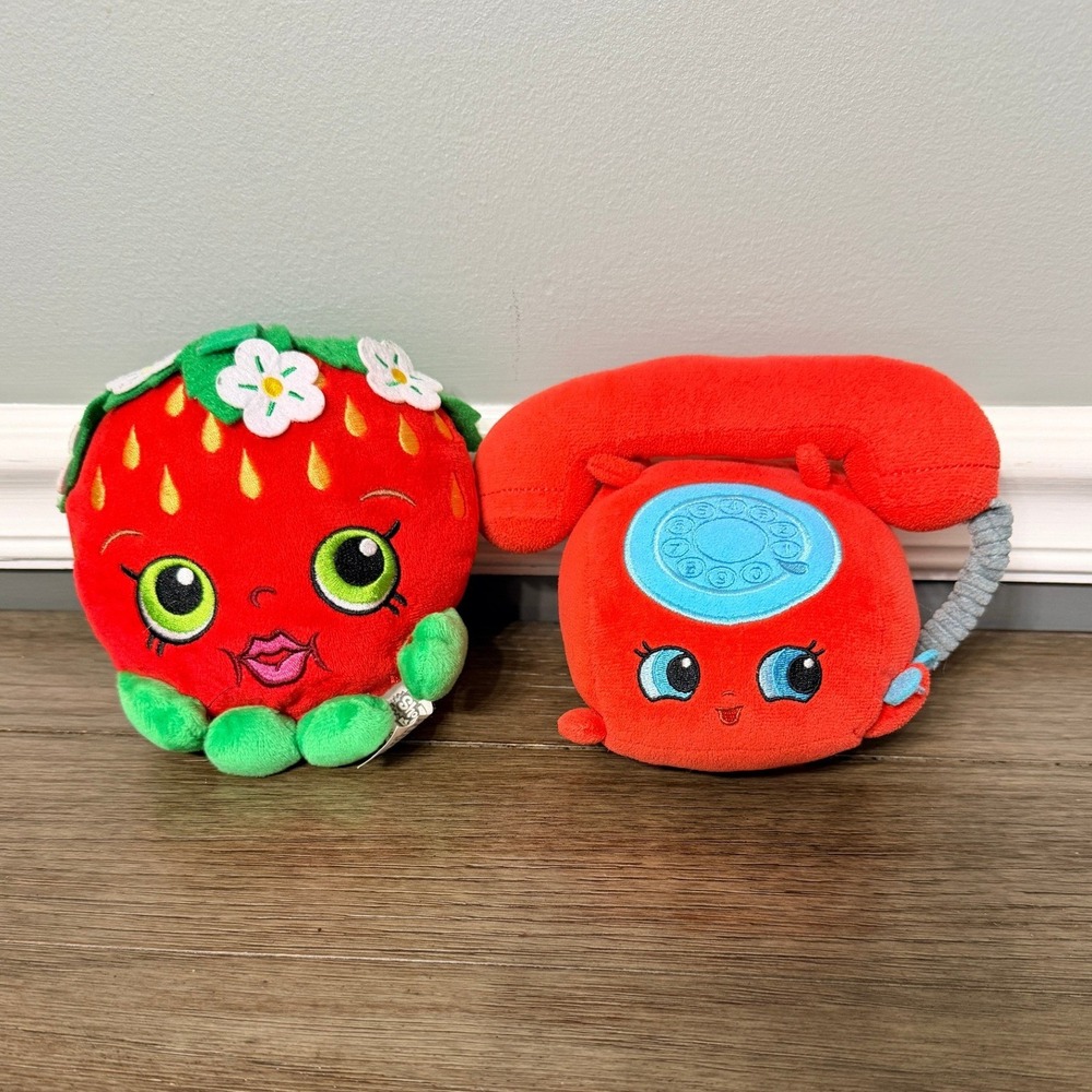 Shopkins Plush Lot Strawberry Kiss & Ring-a-Rosie Telephone Toy